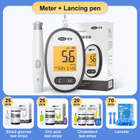 Cofoe 3 In 1 ระดับน้ำตาลในเลือด/คอเลสเตอรอล/กรดยูริค พร้อมแถบทดสอบและเข็มเจาะเลือด ชุดเครื่องตรวจวัดไขมันในเลือด เครื่องวัดทั้งชุด สำหรับโรคเกาต์ เบาหวาน แบบมัลติฟังก์ชัน