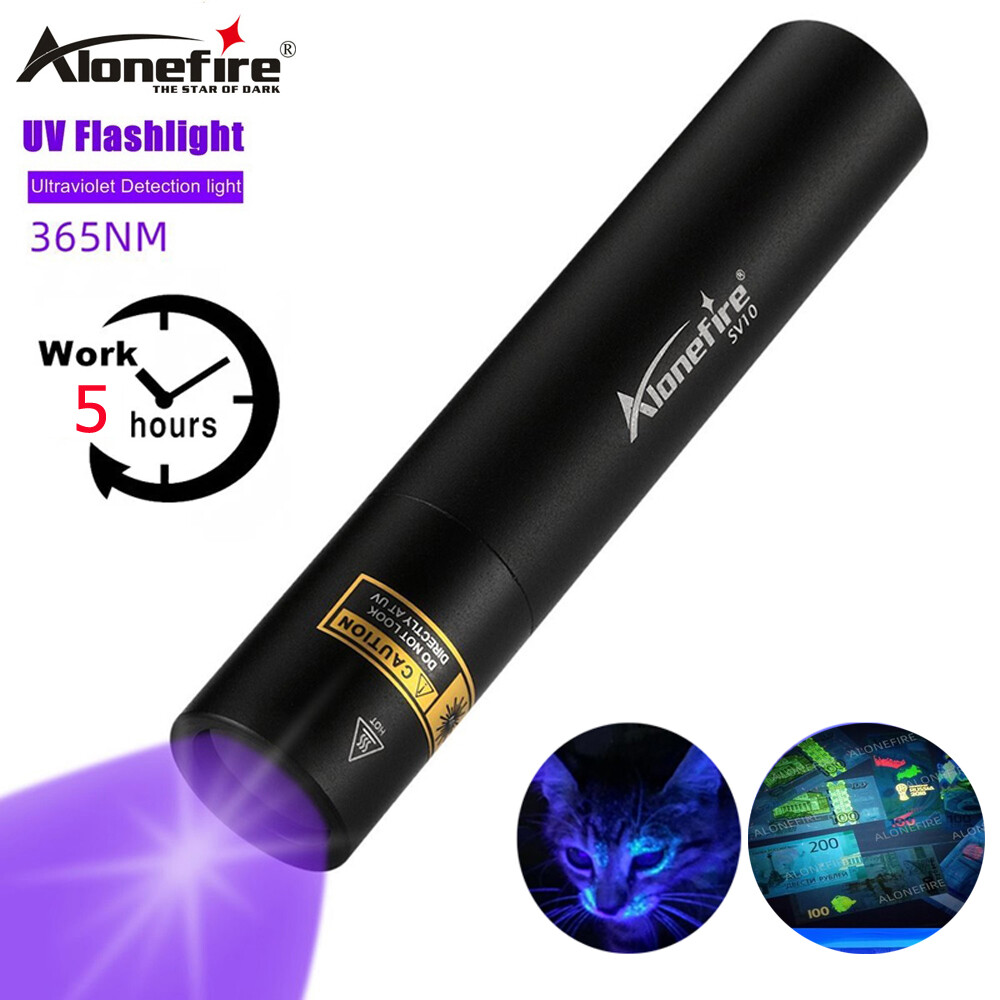 Alonefire Đèn Cực Tím Đen SV10 365nm 5W, Đèn Pin UV, Pin Tích Hợp Sạc USB Phát Hiện Nước Tiểu Cho Thú Cưng