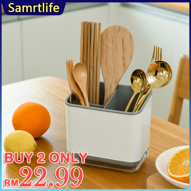 Gambar Samrtlife Chopsticks Spoon Storage Box Kitchen Utensil Dust proof Drain Basket Kitchen Tableware Chopsticks Box Tableware Storage
