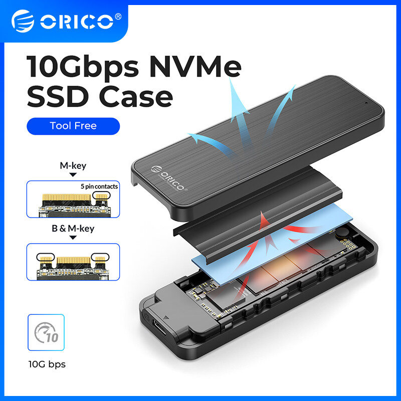 M.2 SSD Bao Vây ORICO M2 NVMe Bao Vây USB3.2 Gen2 Loại C 10Gbps PCIe SSD Bao Vây M2 SSD Trường Hợp Đ