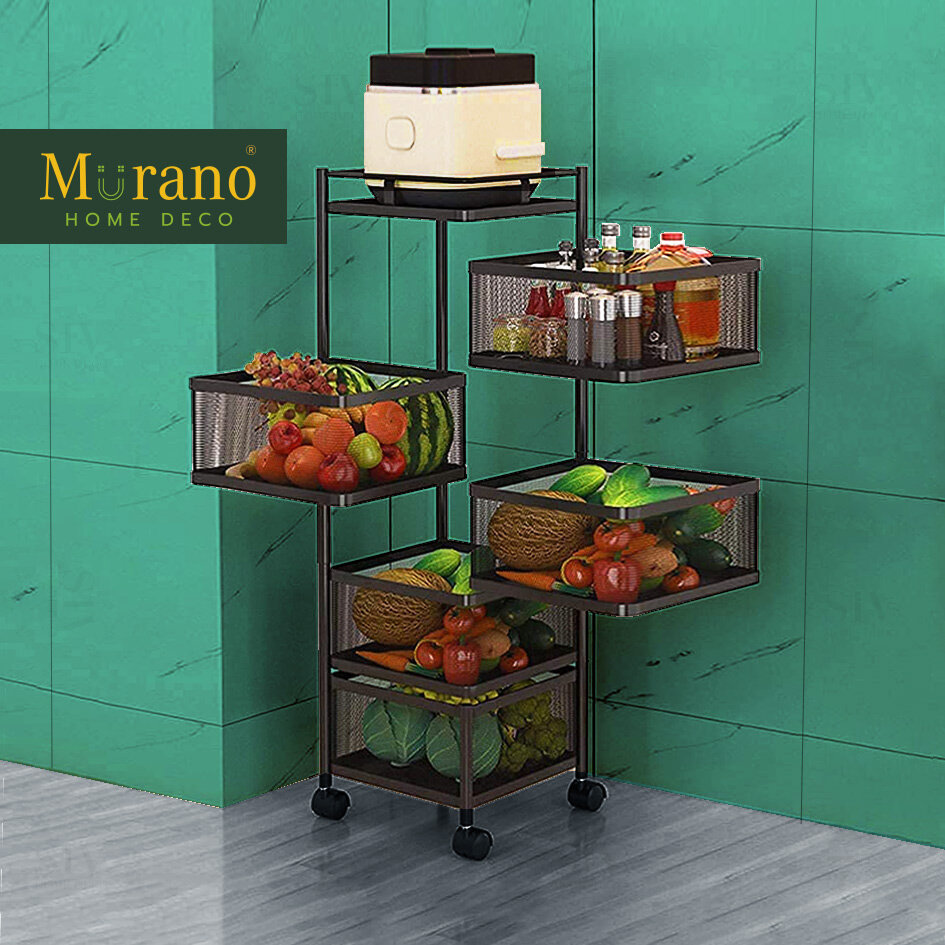 Gambar Murano Storage Rak Dapur Stainless Steel Kitchen Rack Organizer Rotating Rack For Fruit Vegetables Spice