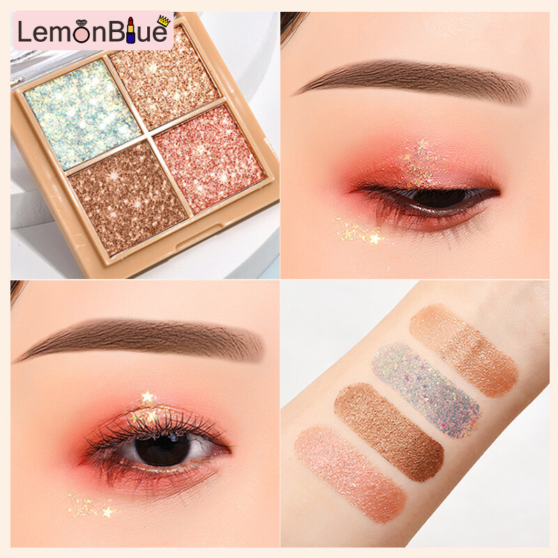 Gambar LemonBlue 4 Colors Eyeshadow Palette Beauty Makeup Matte Shimmers Glitter Eye Shadow Matte Shimmers Glitter 4 Colors Eyeshadow Palette fashionable eye make up