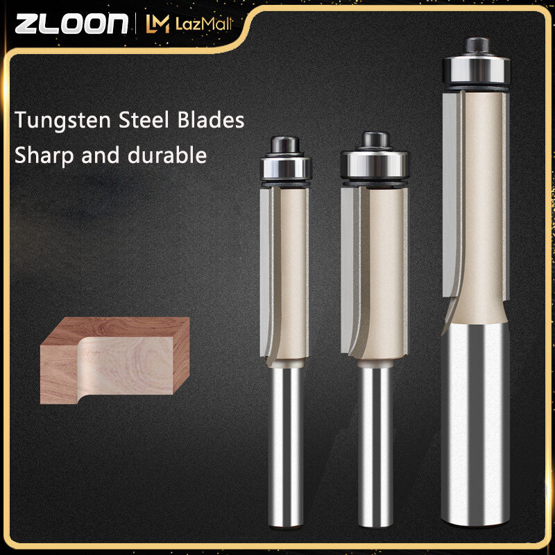Zloon mũi phay cắt phẳng cho gỗ 1/2 1/4 dụng cụ chế biến gỗ mũi cắt tỉa kèm đầu vòng bi mũi phay