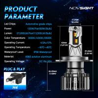 Novsight Tricolor N73T LED Car Headlight Bulbs 9005(HB3) 9006(HB4) H4 H7 H11 LED Light for Car High/Low Beam Fog Lights 3000K 4300K 6500K 120W 27000LM Plug&Play 2PCS