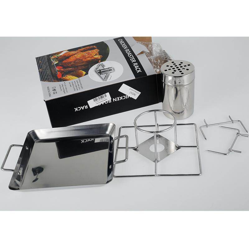 Gambar Vertical Roaster Rack Chicken Roaster Rack Beer Can Chicken Roaster Stand Barbecue Vertical Stainless Steel Poultry Holder BBQ Roasting Grilling Rack Beer Can Roaster Rack BBQ Roasting Holder Chicken Roaster Stand