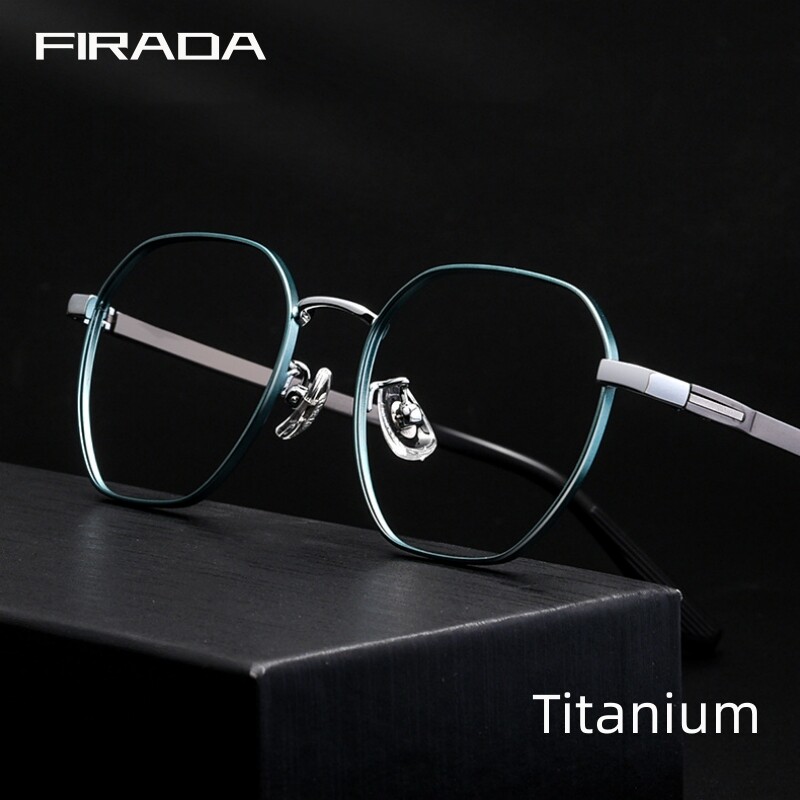  FIRADA Fashion Luxury Eyewear Women's Vintage Polygon Titanium Glasses Optical Prescription Eyeglasses Frame For Men N80003N 