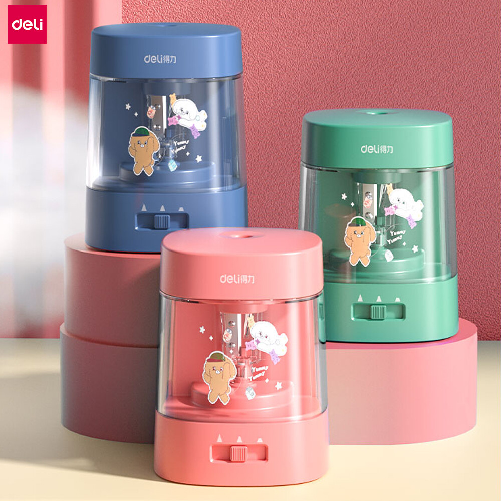 Gọt Bút Chì Hoạt Hình Deli Thiết Bị Mài Điện Cầm Tay, Vỏ Nhựa ABS Hộp Đựng Bào Trong Suốt Bút Chì Bút Cạo Râu- Lõi Dày Có Thể Điều Chỉnh Sinh Viên Bút Chì Dụng Cụ Cạo Râu Bút Chì Phác Thảo Bảo Quản Quá Nhiệt Chống Trượt