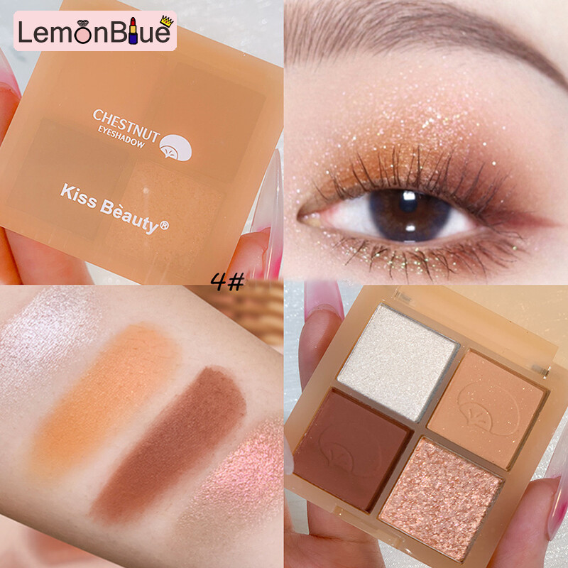 Gambar 4 Colors Eyeshadow Palette Highlight Shimmering Naturally Long Lasting No fashionable eye makeup Eyeshadow Palette 4 Colors Highlight Shimmering