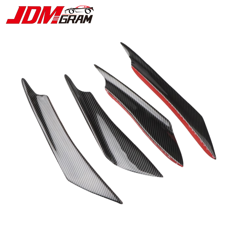 Jdmgram 4 sợi carbon xe cản trước trang trí môi khuếch tán bộ chia đa năng đua xe chống va chạm cản bảo vệ ngoại thất ô tô phụ kiện