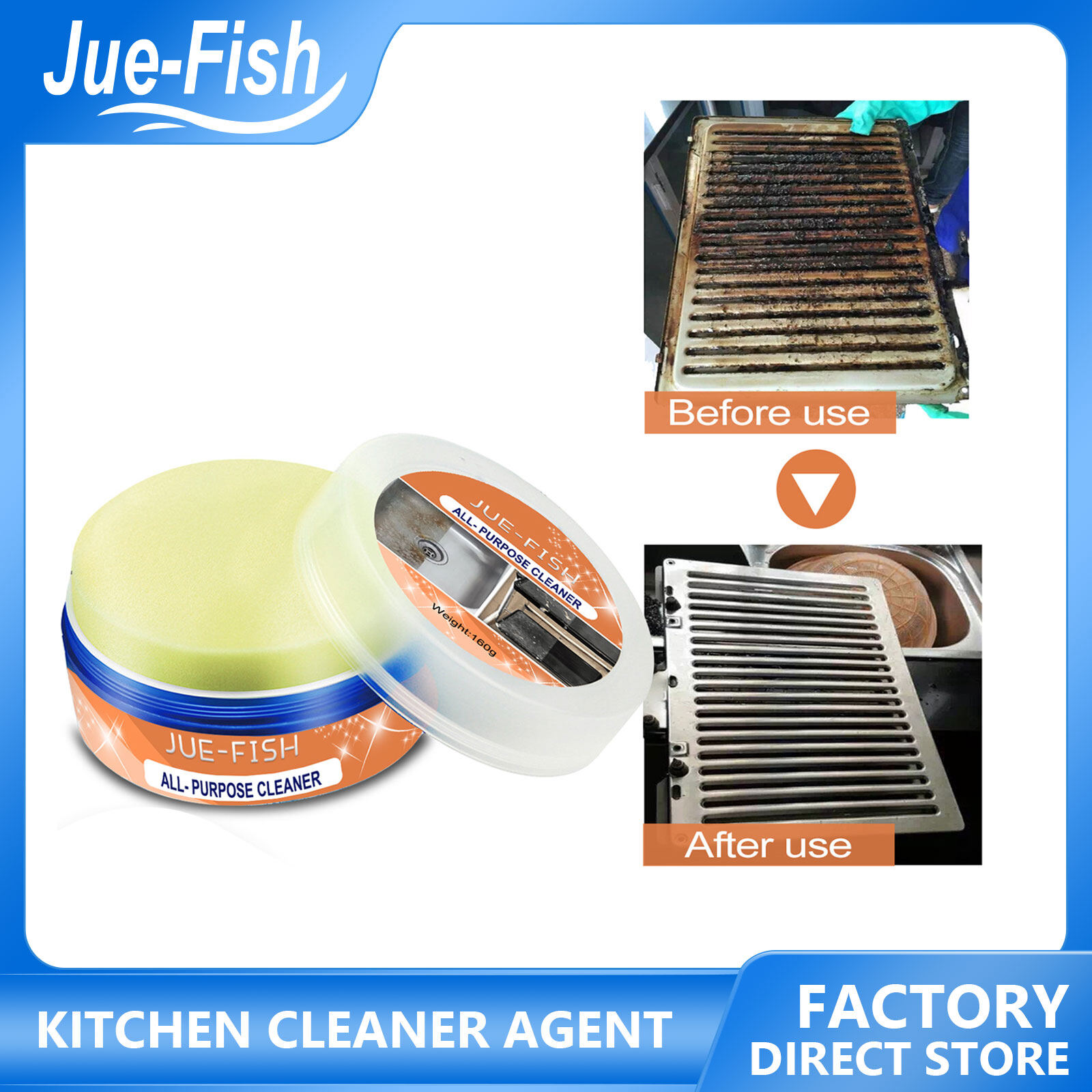 JUE-FISH 160g mỡ đi đại lý sạch hơn vệ sinh trong gia đình nhà bếp loại bỏ vết bẩn máy hút bụi bằng thép không gỉ đa mục đích dụng cụ nhổ mỡ đi bột sạch hơn tất cả các mục đích làm sạch bột cực kỳ sạch sẽ đa mục đích loại bỏ vết bẩn nhà bếp mỡ sạch hơn