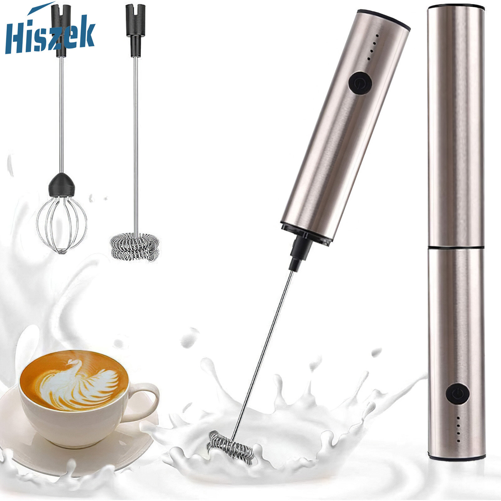 Hiszek máy tạo bọt sữa bằng điện máy khuấy sữa 3 bánh răng điều chỉnh được máy tạo bọt sữa tự động 800mah máy làm sữa cho nhà bếp nhà hàng nấu ăn