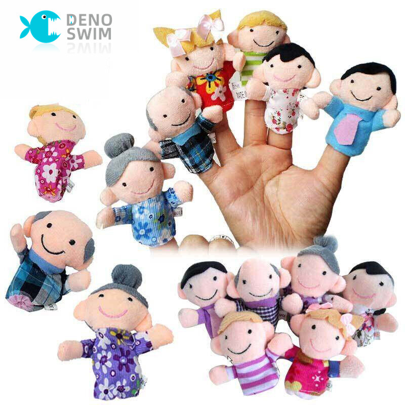 DENOSWIM 6Pcs Family Finger Puppets Doll Kids Educational Hand Toy Set