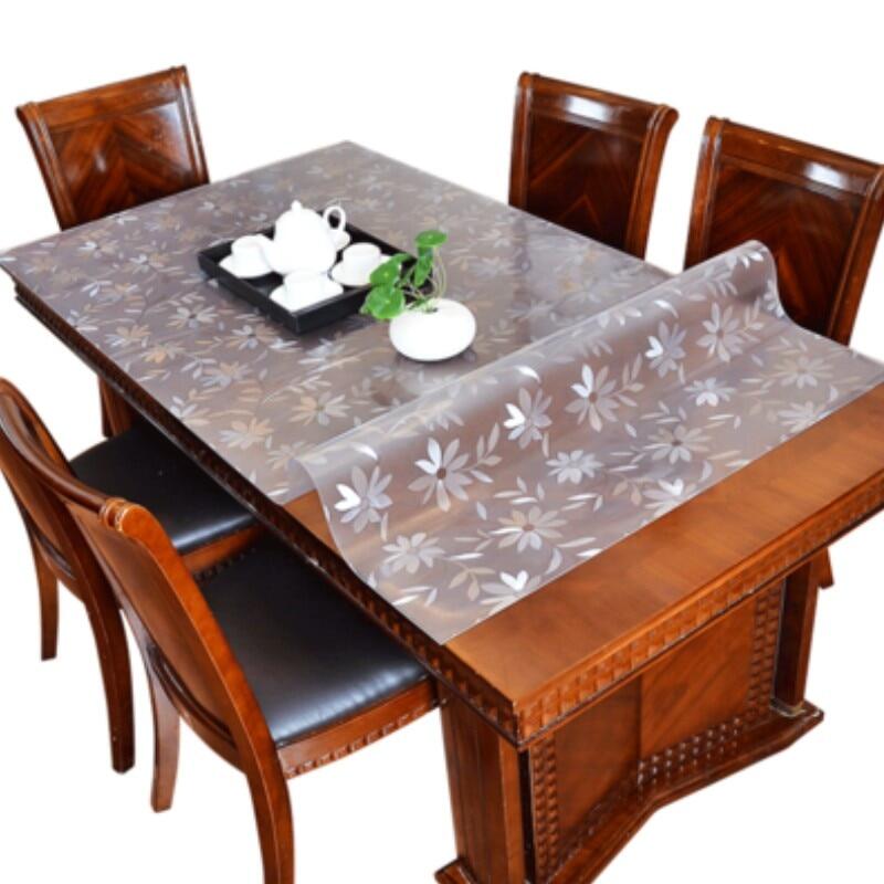 Gambar Thickened 1.5Mm Transparent Cosmos PVC Tablecloth Waterproof Table Cover Oil Proof Kitchen Custom Soft Glass Protection Mat