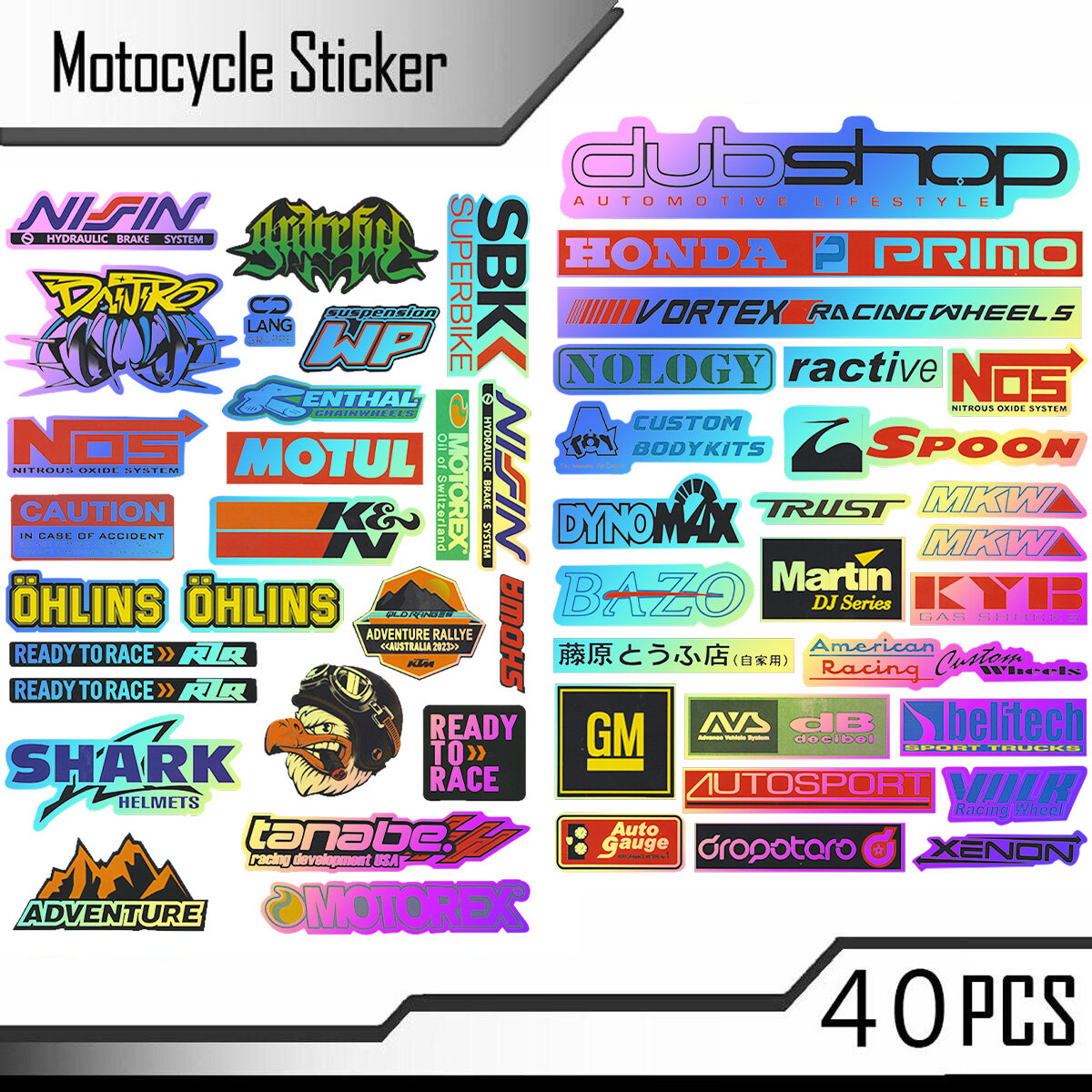 Phụ Kiện Tạo Kiểu Xe Máy JDM 40 / 38 Chiếc Sticker Decal Can Lựa Chọn, Thích Hợp Cho Honda Click 160