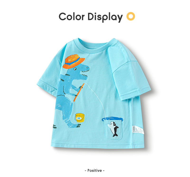 balabala Children Short Sleeve T-Shirt Boy Top Cartoon Dinosaur Print Summer Wear Little Children Trendy · v2