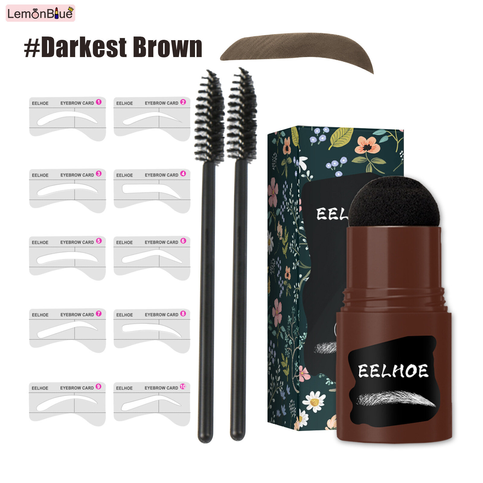 Gambar Brow Stamp Shaping Kit Reusable Makeup eyebrow Stencil Portable Useful Brow Stamp Shaping Kit Eyebrow Stamp Reusable Portable Waterproof Easy to Use Women Girls