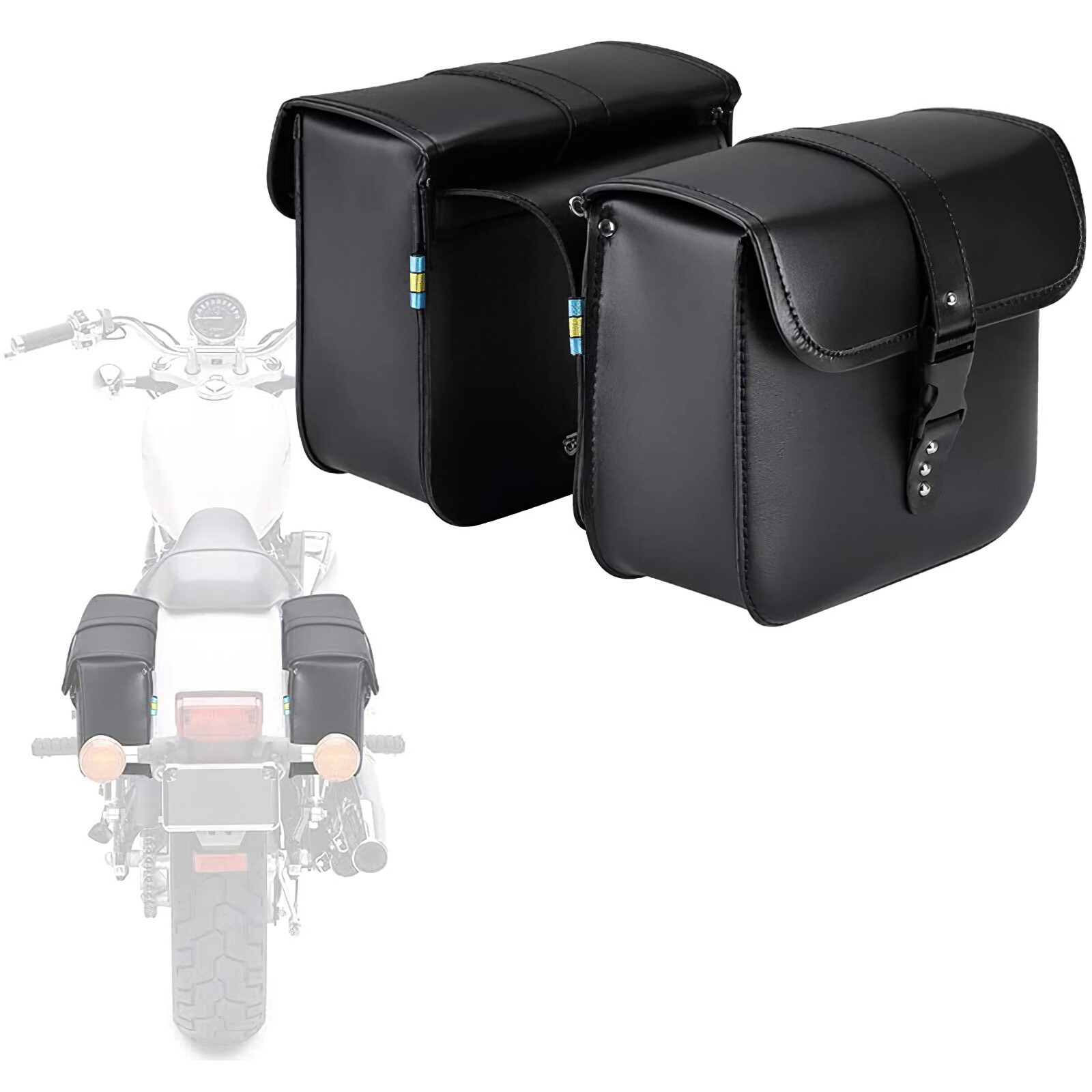 Universal】1 Pair Waterproof Motorcycle Saddle Bag Retro PU