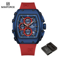 NAVIFORCE นาฬิกาข้อมือควอตซ์แฟชั่นของผู้ชายของแท้จับเวลาสายซิลิโคนกันน้ำ30เมตรวันที่เจิดจรัสสบายๆกลางแจ้งผู้ชายนาฬิกามัลติฟังก์ชั่น NF8070