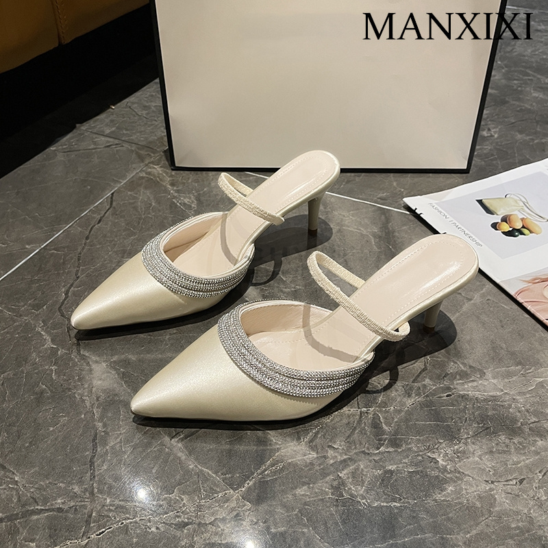 รองเท้าส้นสูง รองเท้าส้นสูงแฟชั่นเสริมบุคลิกทรงสวยหรู MANXIXI แฟชั่นผู้หญิง 7 ซม. รองเท้าแตะล่อสวย (ขนาด 35-42) ราคา 568 บาท*ส่งฟรี
