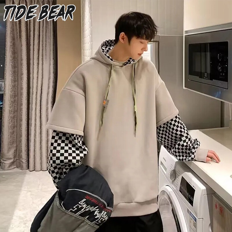 TIDE BEAR Giả Hai Áo Người Đàn Ông Của Retro Cao Đường Phố Thiết Kế Ý Giác Niche Top Hợp Thời Trang Áo