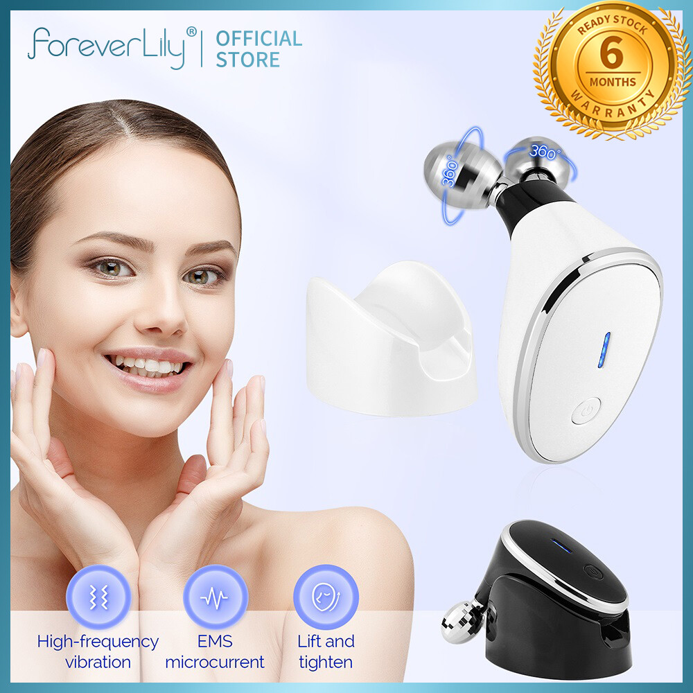 Foreverlily Mặt chạy điện con lăn mát xa EMS Microcurrent nâng và thắt chặt mặt & cây lăn toàn thân con lăn mát xa