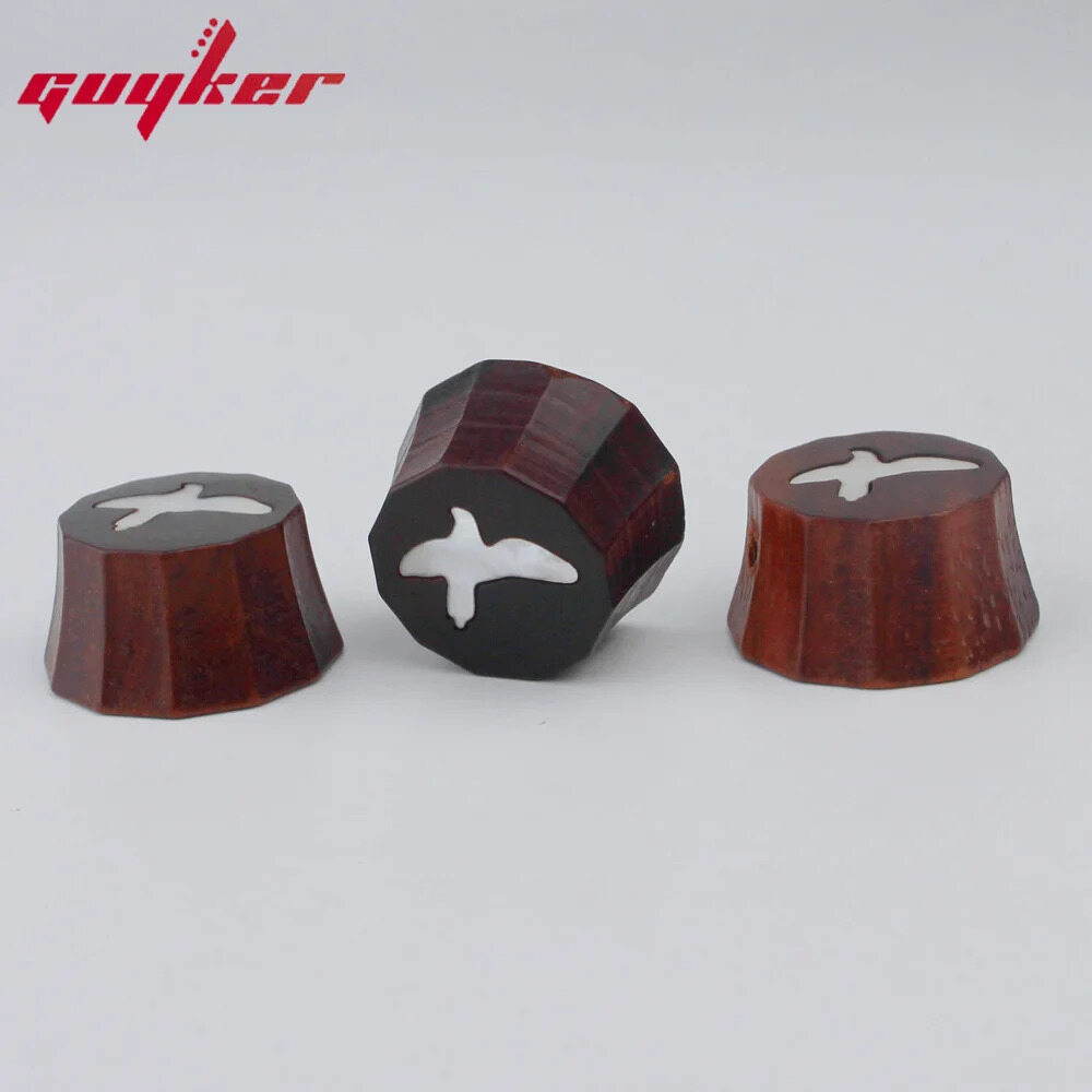 1 pcs PRS phong cách gỗ đàn hương đỏ/Ebony núm điều chỉnh bề mặt họa tiết chim Guitar Bass