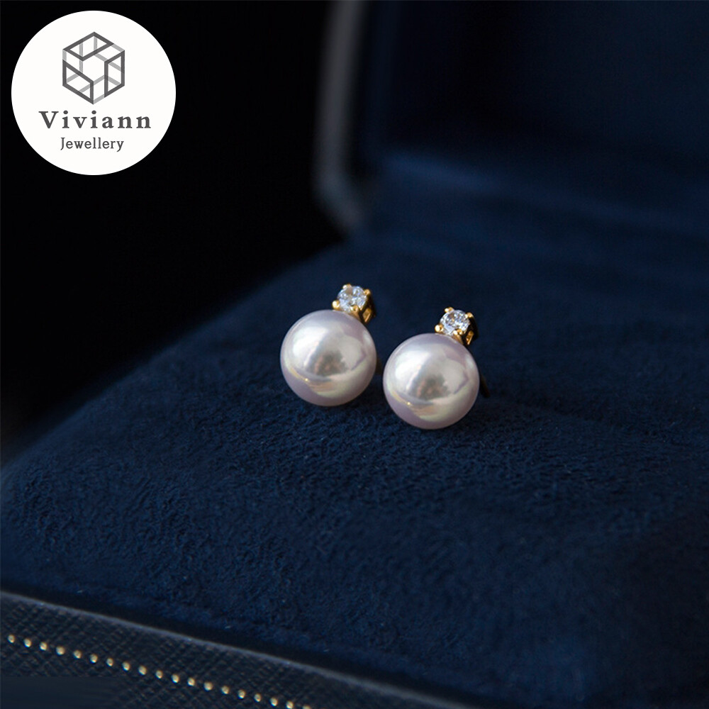 Viviann hoa tai ngọc trai bạc s925 chính hãng hoa tai đính đá zircon tinh tế thời trang cho nữ hoa tai vòng đinh tán ngọc trai dễ thương cho nữ vòng hoa tai màu vàng quà tặng trang sức thời trang đám cưới