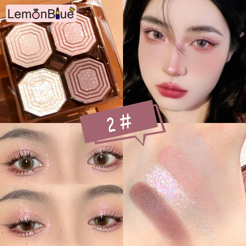 Gambar LemonBlue 4 Colors Eyeshadow Palette Matte Shimmering Naturally Long Lasting No Smudging fashionable 4 Colors Matte Shimmering eye makeup Eyeshadow Palette