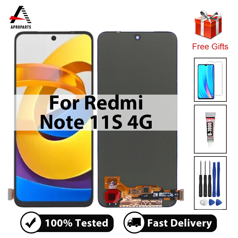 6.43 "cho Xiaomi Redmi Note 11S 4G Màn hình LCD Màn hình cảm ứng lắp ráp bộ phận thay thế với dụng cụ miễn phí 100% thử nghiệm