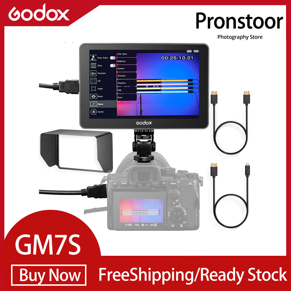 Godox GM7S 4K HDMI 7 inch Ultra Bright Camera DSLR Monitor 3D LUT Touch Screen IPS FHD 1920x1080 Video Live Display ราคา 11,561 บาท*ส่งฟรี