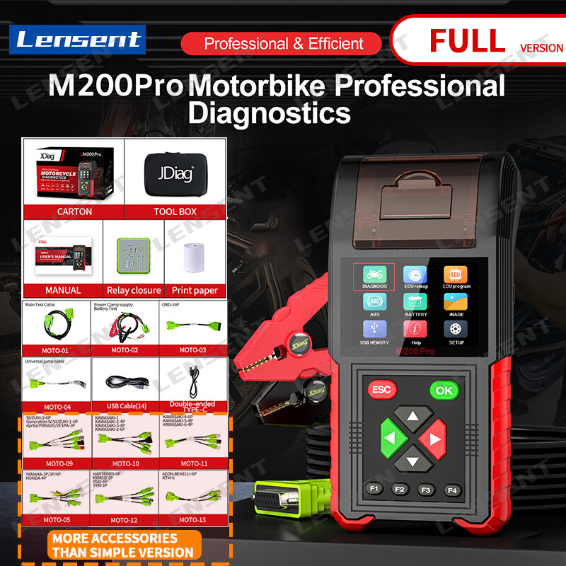 Lensent JDiag M200 PRO Moto Scanner D87 D88 CO idle speed adjustment ABS test ECU Remapping ECU programming function TPS Diagnostic EFI Motorcycle Tester Battery Print function Relay test injector ราคา 7,427 บาท*ส่งฟรี