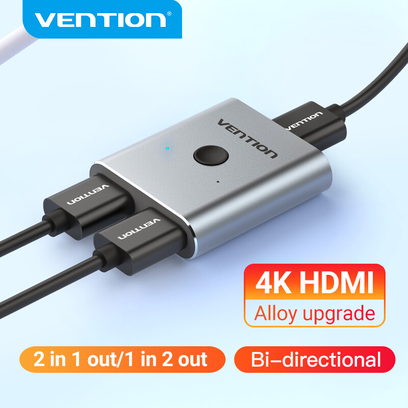 Vention Bộ Chuyển Đổi HDMI 2 Cổng 4K 60Hz - Chuyển Đổi Song Hướng 1 Chạm - Hình Ảnh Sắc Nét Âm Thanh