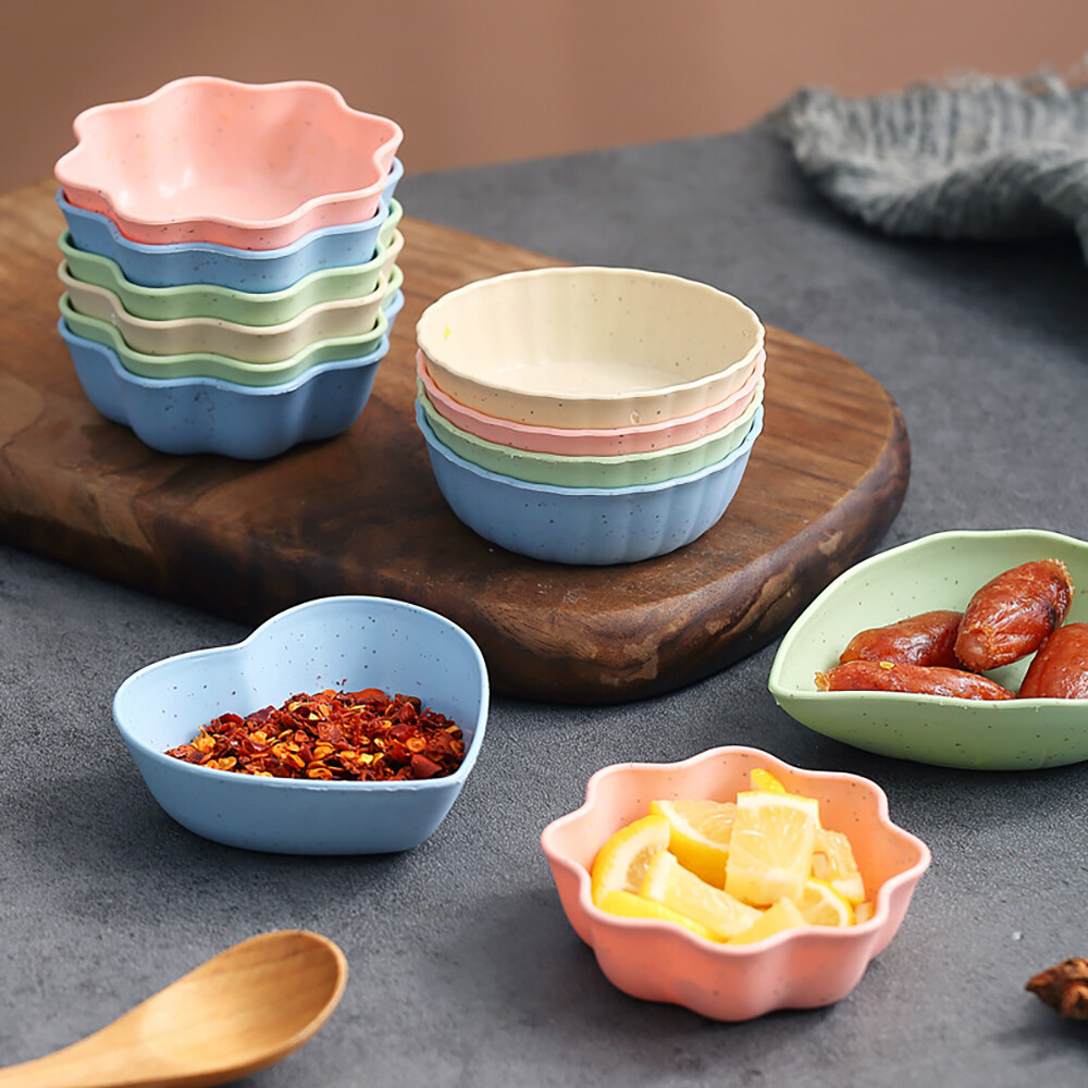 6 cái rơm lúa mì khay gia vị, sáng tạo nhà bếp gia dụng ngâm, đĩa đựng đồ ăn vặt, đĩa nhỏ nhựa, bộ đồ ăn