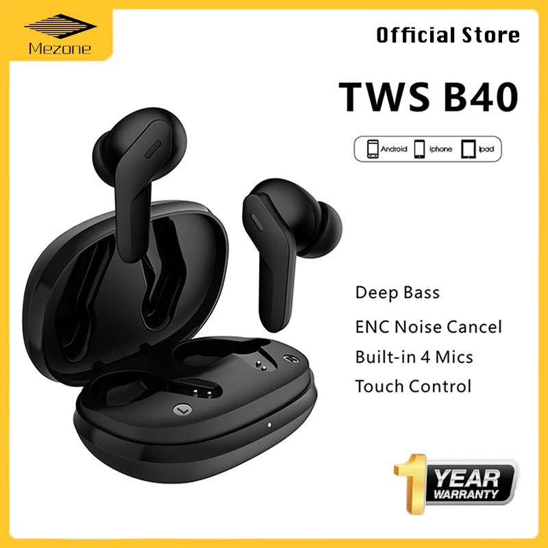 Tai Nghe Không Dây Tai Nghe Âm Thanh Nổi Mezone B40 TWS Tai Nghe Không Dây Điều Khiển Cảm Ứng Âm Trầm Sâu Trong Tai, Sạc USB-C, Tai Nghe Mic Tích Hợp Chống Nước IPX8 Cho Thể Thao
