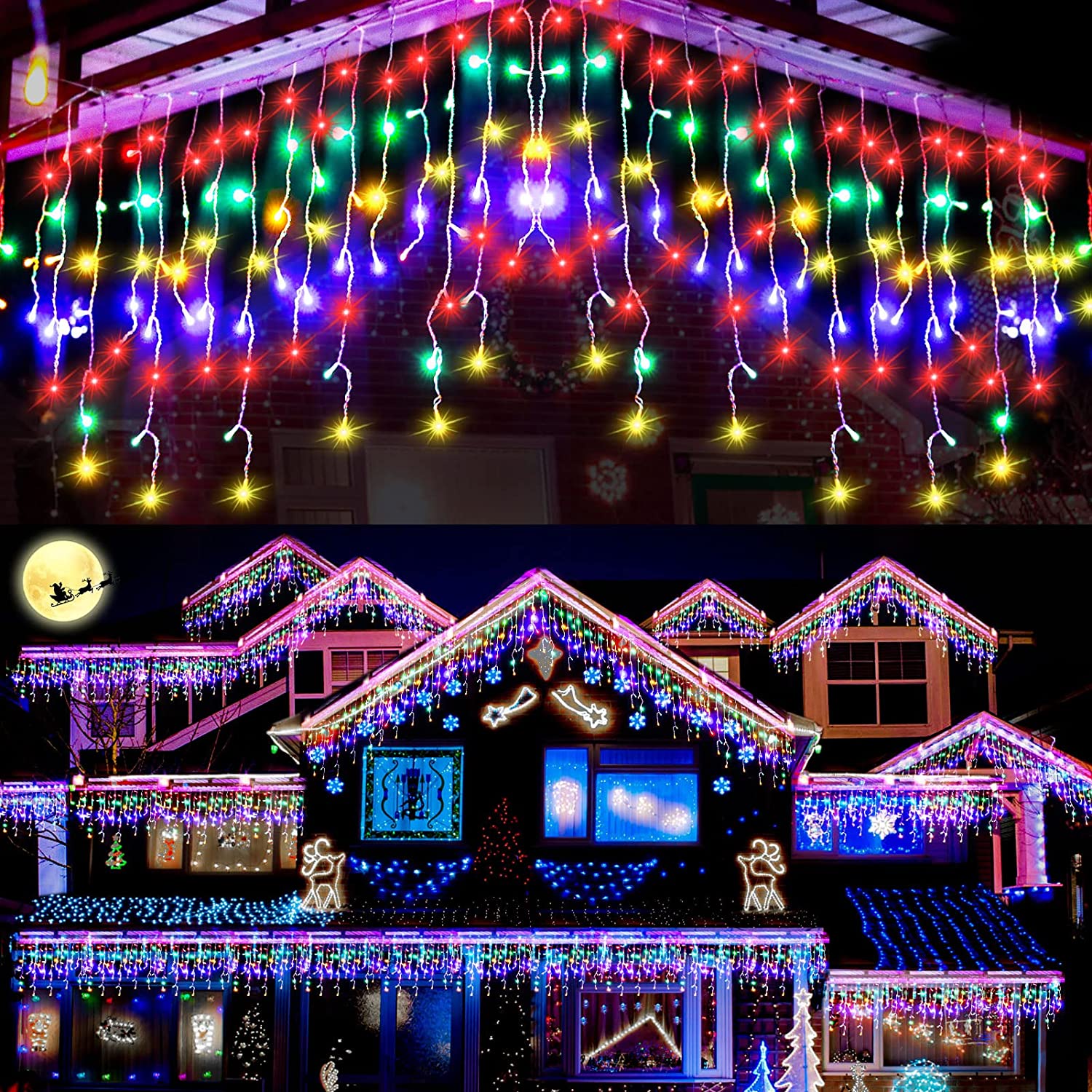 3.5M Solar outdoor waterproof ice bar lamp Christmas lights Ramadan decorative lamp curtain light Home decorative fairy lights fairy tale lamp icicle lamp festival lamp string Mall street decorative LED string lights，xmas Gift solar light