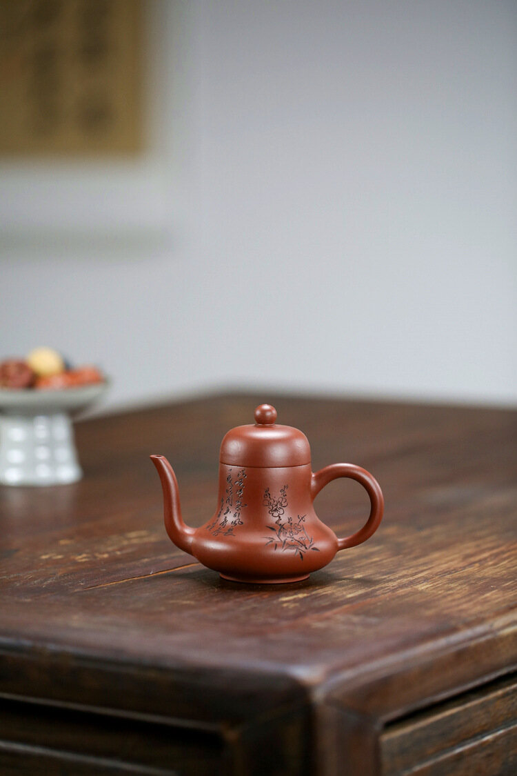 Ấm Trà Đất Sét Nghi Hưng 130Ml Ấm Trà Gốm Tráng Men Màu Đỏ Đậm Ấm Đất Sét Ấm Trà KungFu Trung Quốc Dụng Cụ Pha Trà Bộ Ấm FCH152