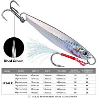 PROBEROS Long Cast Jigs 17g 21g 24g 30g 40g 60g Artificial Metal Jig Spoon Fishing Lure with Sharp Hooks Saltwater Fast Sinking Jigging Bait Tenggiri Jig Boat Fishing Tackle