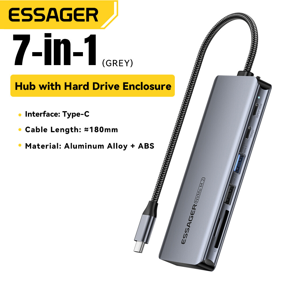 Essager 7/6-in-1 usb3.2 Loại C HUB Loại C để HDMI USB 3.2 Gen2 10gbps Loại bộ chuyển đổi C pd100w sạ