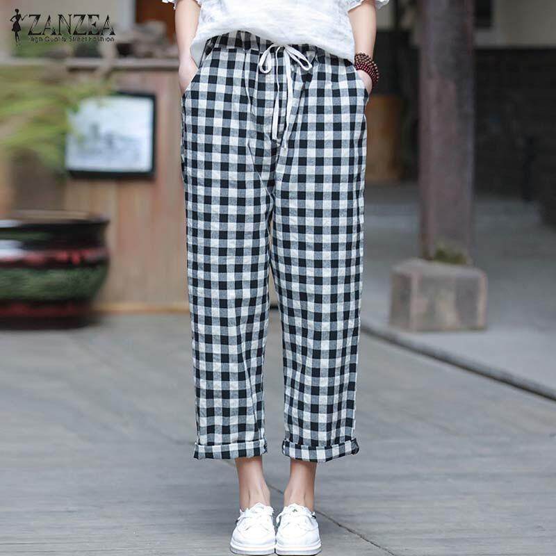 plaid ladies trousers