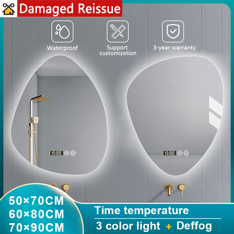 (60x80cm) Mirror Bathroom Mirror LED Light-Up Mirror Makeup Mirror Bathroom Mirror Anti-Fog Smart Mirror Smart Mirror Touch Screen Moisture-Proof LED Light-Up Mirror, Makeup Mirror + Free Replacement for Damage ราคา 2,653 บาท*ส่งฟรี