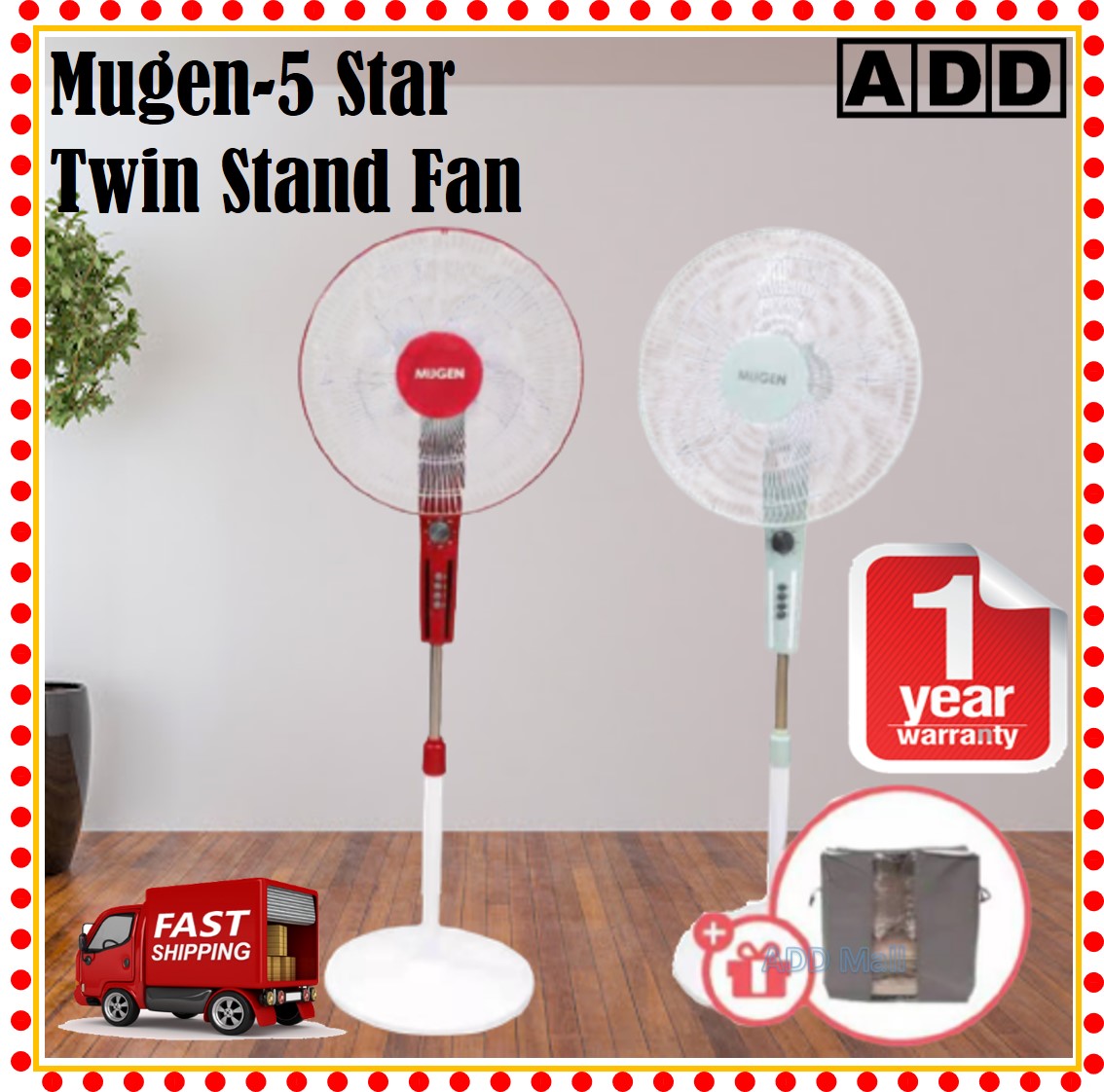 MUGEN 5 Star Twin Stand Fan | Lazada