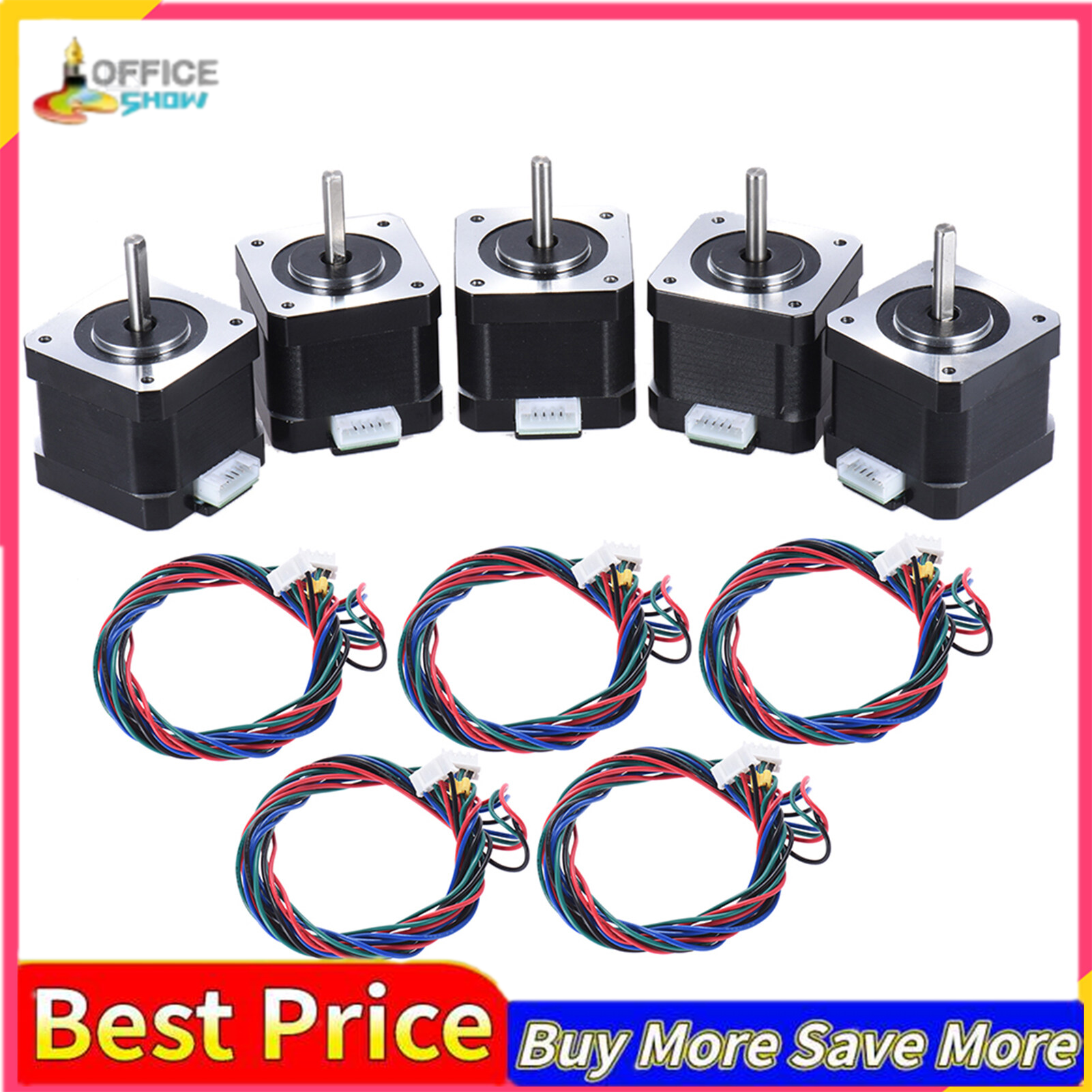 5 chiếc điều khiển động cơ bước nema 17 2 pha 1.8 độ 0,9a 0,4n. m 42mm với cáp chì máy in 3d/phụ kiện cnc thay thế