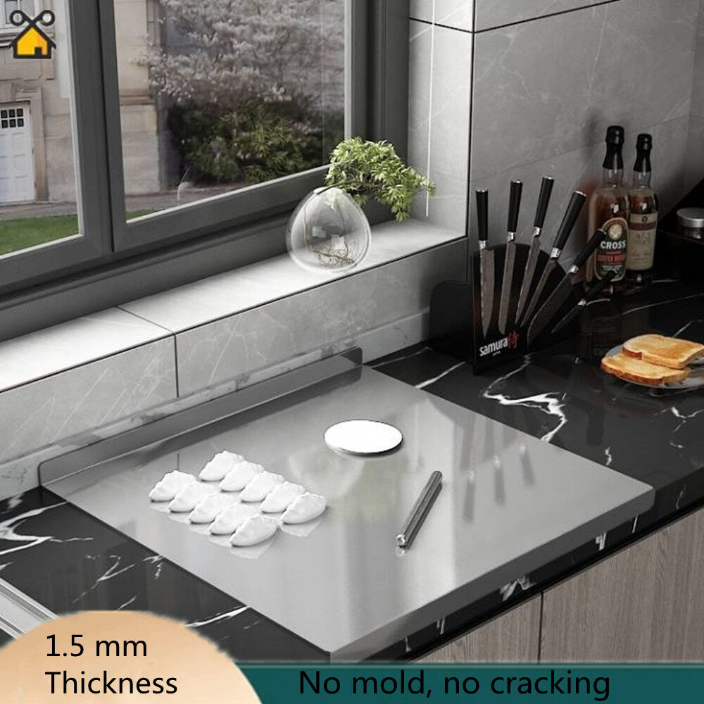 Gambar EXTRA LARGE 304 HEAVY DUTY STAINLESS STEEL CHOPPING BOARD CUTTING BOARD FOR MEAT VEGETABLE ROLLING DOUGH TO PROTECT YOUR COUNTERTOP Rolling Dough EASY TO CLEAN