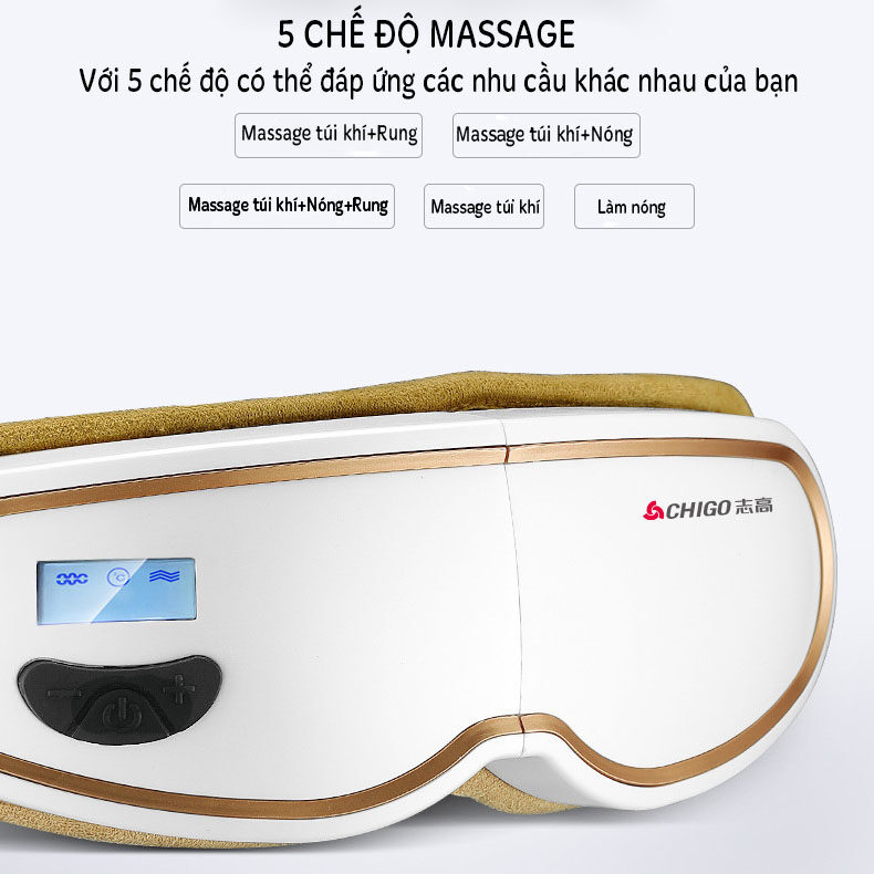 [hcm]máy massage mắt thông minh chính hãng chigo thế hệ mới 2021-kết nối bluetooth massage túi khí rung nóng 3