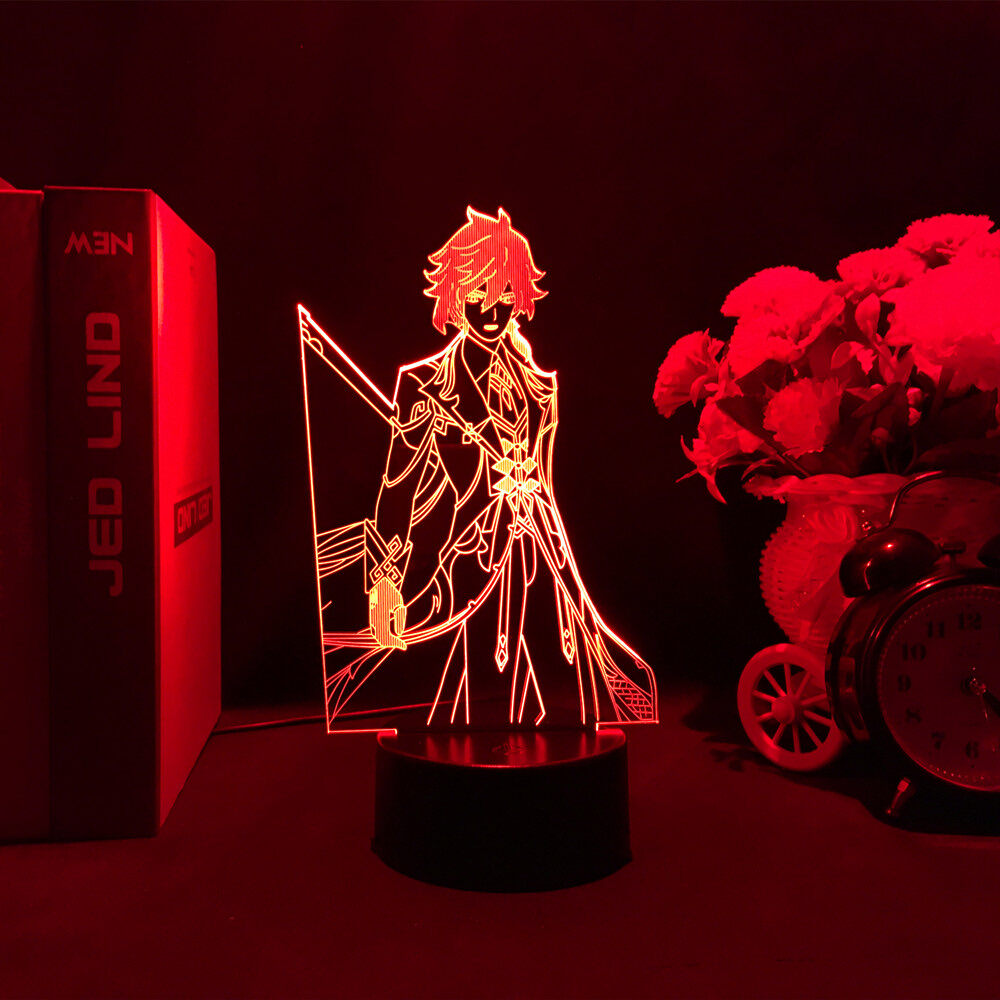 Genshin Tác Động Mô Hình zhongli 3D LED Manga Anime Đèn Xmas Quà Tặng