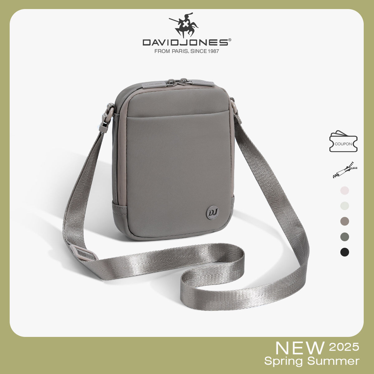 David Jones Paris 2025 Spring Summer  New Collection Designer Matching Color Metal Women Cellphone Bags Crossbody Bags