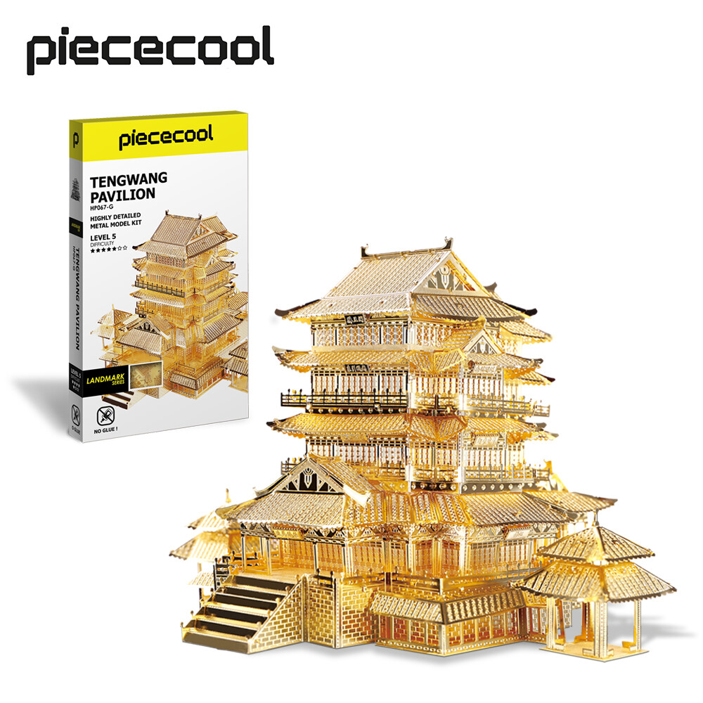 Miếng Ghép Kim Loại 3D Piececool-Bộ Lắp Ghép Mô Hình Tự Làm Tengwang Pavilion Khối Xây Dựng Kiến Trúc Đồ Chơi Ghép Hình Cho Người Lớn Quà Tặng Sinh Nhật Cho Trẻ Em