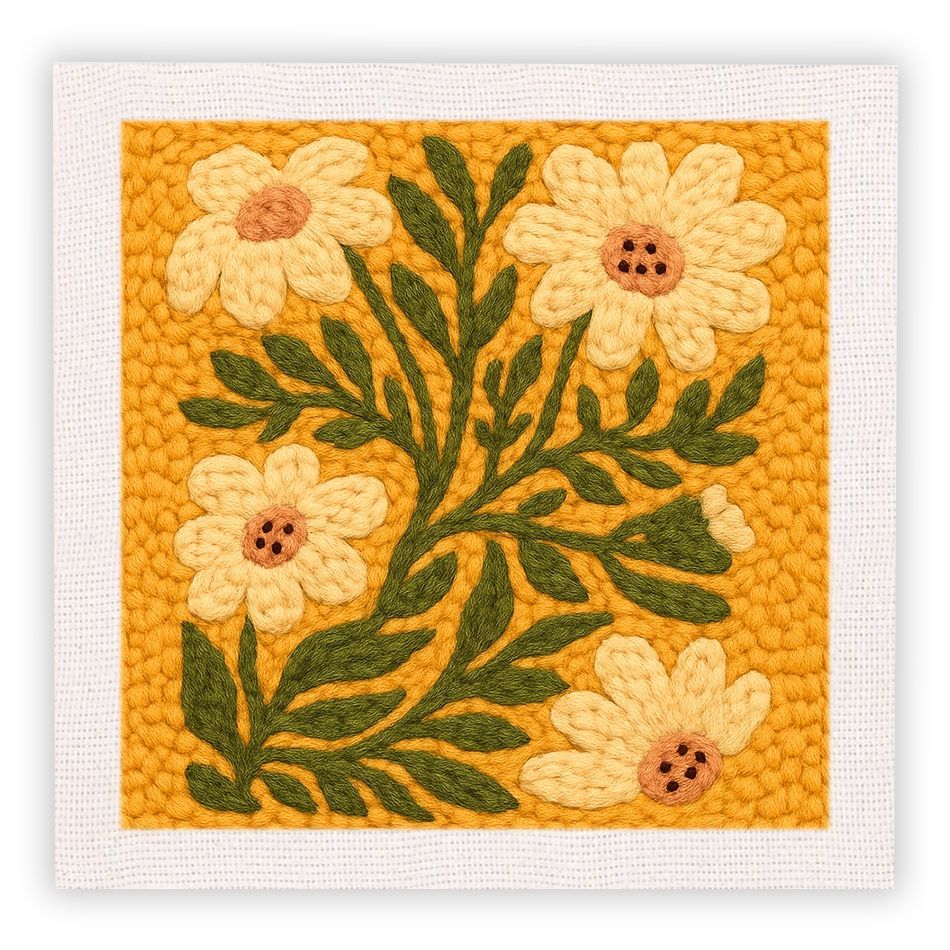 RUOPOTY Flower Punch Needle Embroidery Home Decoration Adult Hobbies Flower Complete Punch Needle Kit Unique Gift Art Projects For Adults