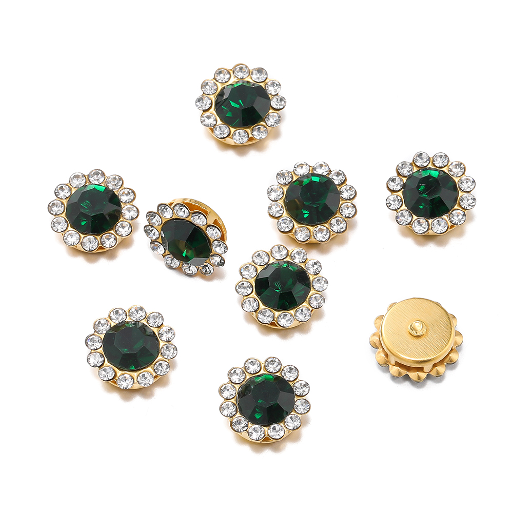 St.kunkka 20pcs 10mm Flower Claw Cup Glass Rhinestones Button Strass Base Glitter Crystals Beads Sew On Rhinestone For Clothes DIY Sewing