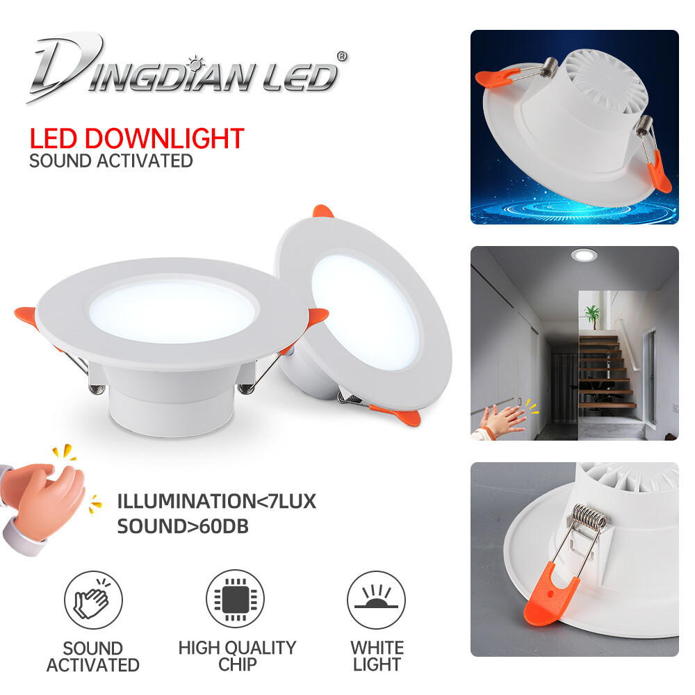 Dingdian đèn led âm trần cảm biến âm thanh đèn trần bảng điều khiển âm trần ac220v 7w đèn chiếu sáng cho cầu thang đèn chiếu sáng sảnh trong nhà